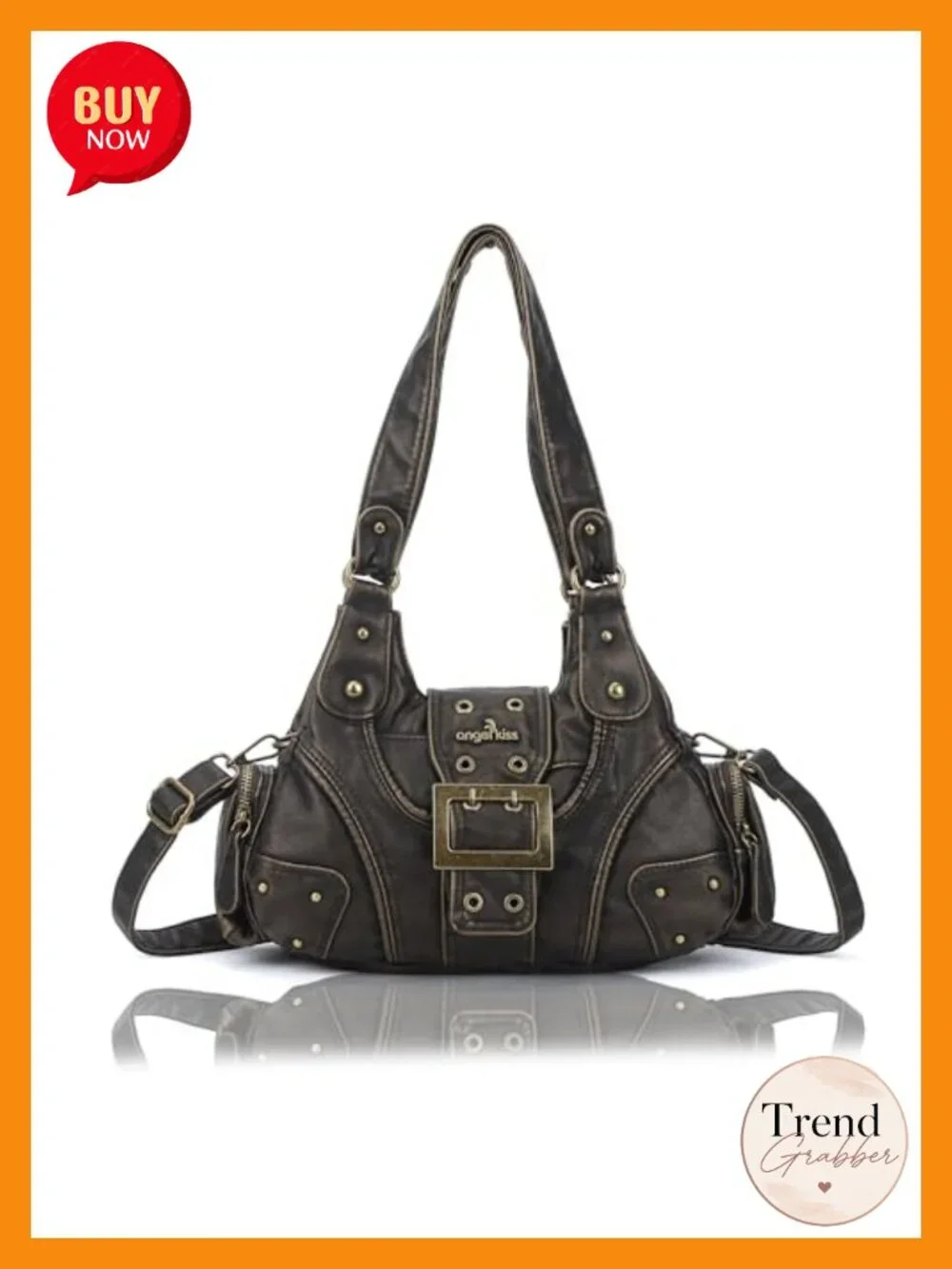 Vegan Leather Hobo Shoulder Bag with Multi-Pockets Adjustable Crossbody Tote